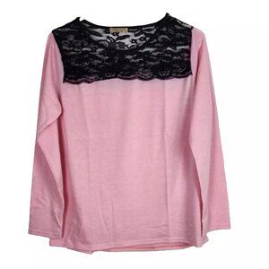 Easther Women Blouse Lace Long Sleeve Tops Shirt Stretch Medium